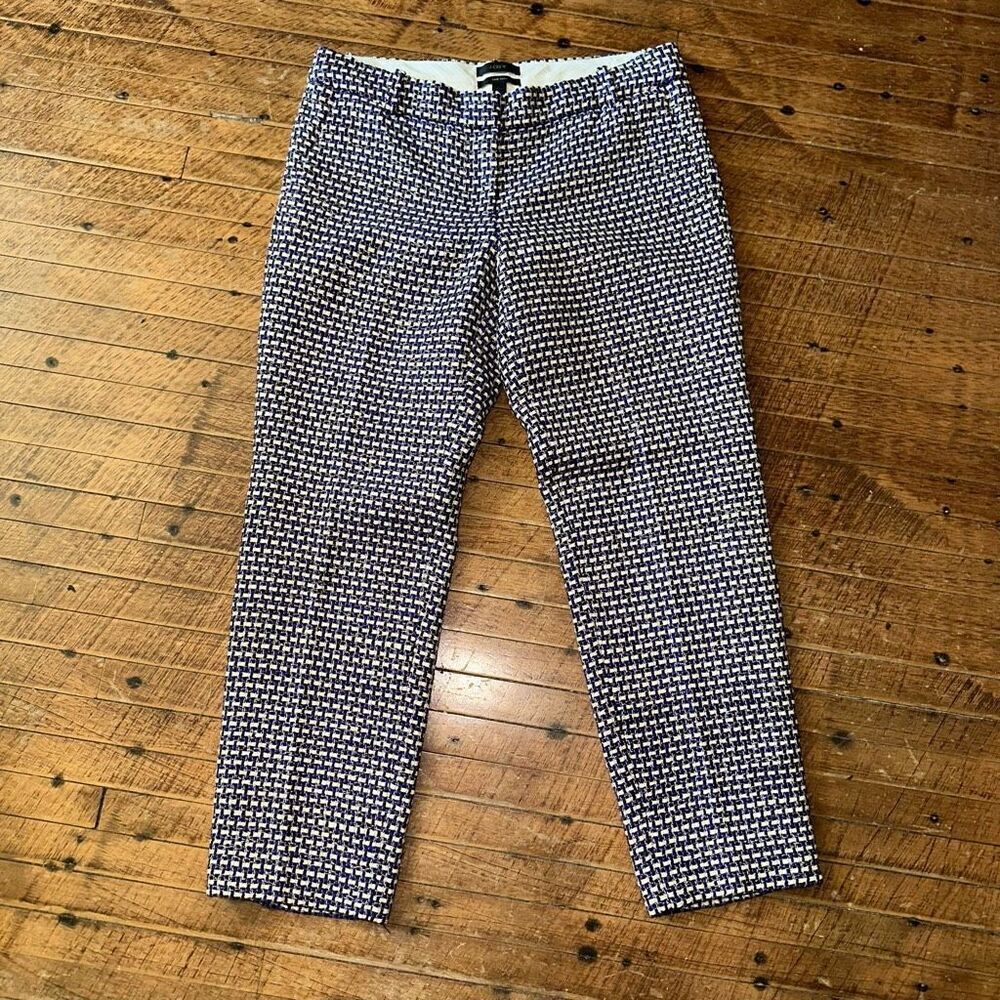 J Crew plaid silk blend lined Cafe Capri elegant 4 pants